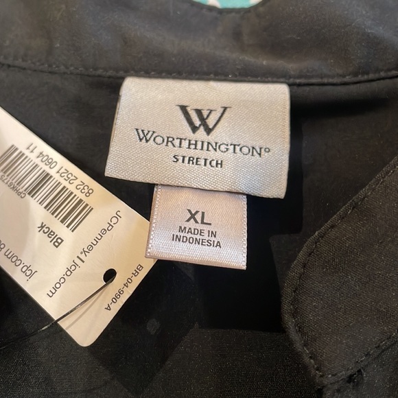 Worthington Stretch Sleeveless Women’s Black Ruffled Blouse XL - Picture 7 of 9